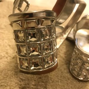 Dune London Metallic Gem Block Heel Sandal Size 37